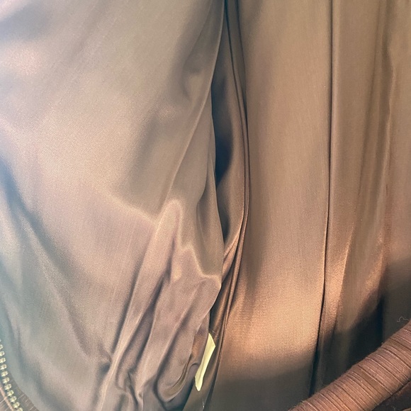 Chocolate Brown Velvet and rabbit fur on Nikki Crepe coat/jacket- size medium - Picture 5 of 8